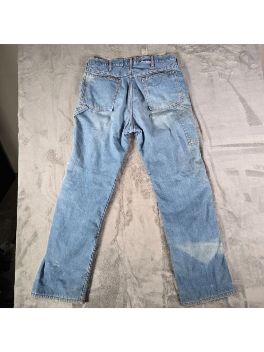 Thrashed Vintage 1970s Scovill Zipper Lined European Carpenter Jeans (36x32) - Picture 2 of 13